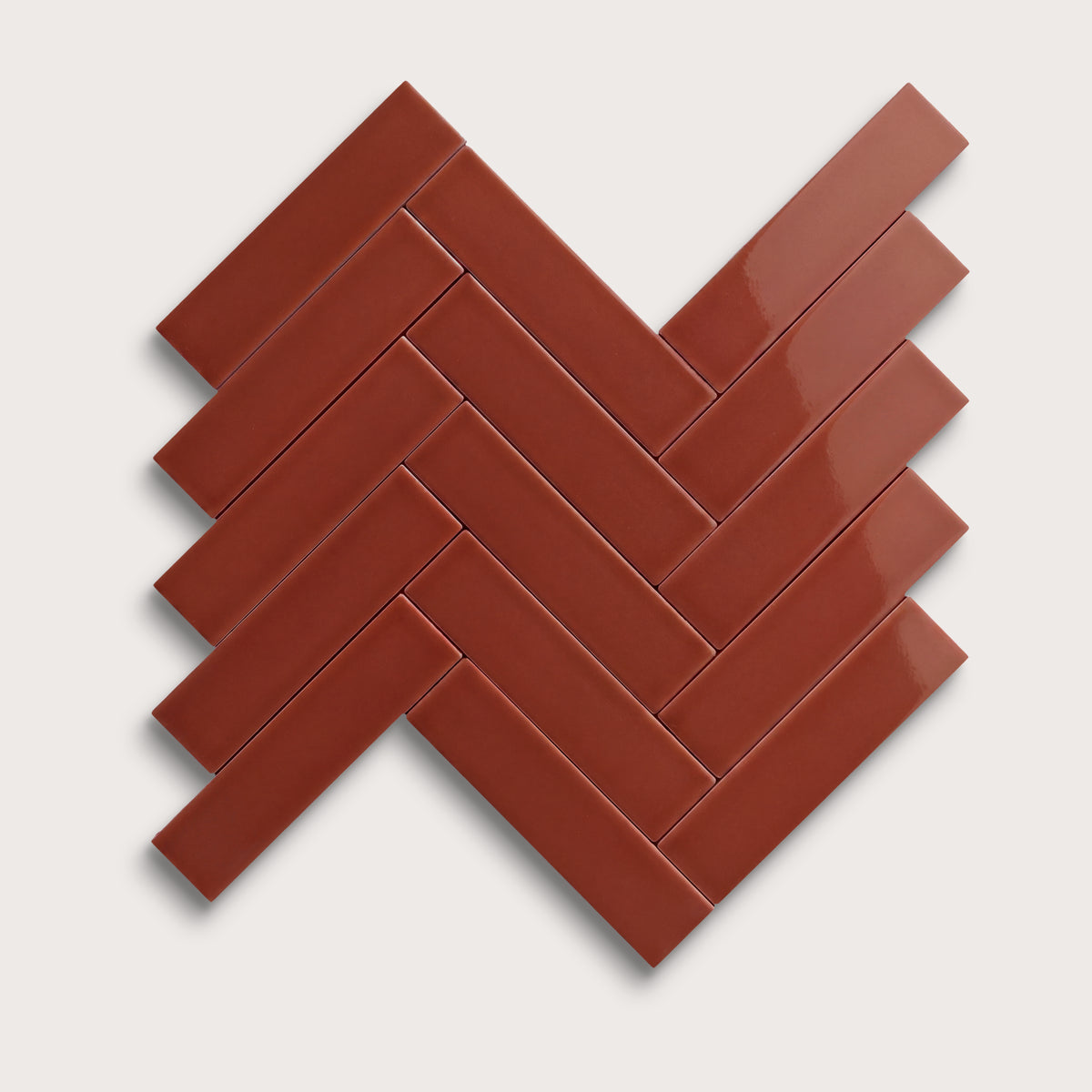 Raspberry Beret ceramic tile, 2 by 8 inches, gloss finish