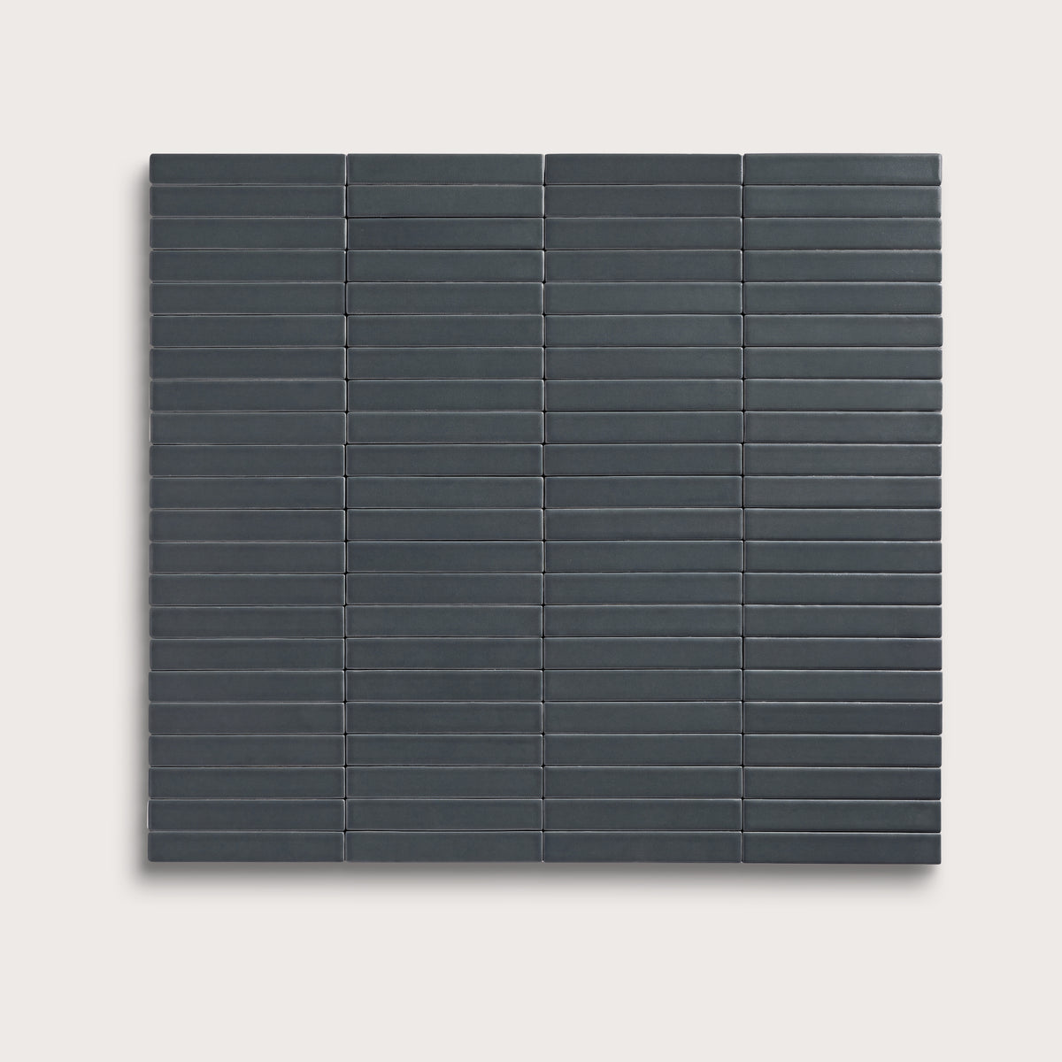 Smoke ceramic tile, 1 by 6 inch stacked mosaic, matte finish