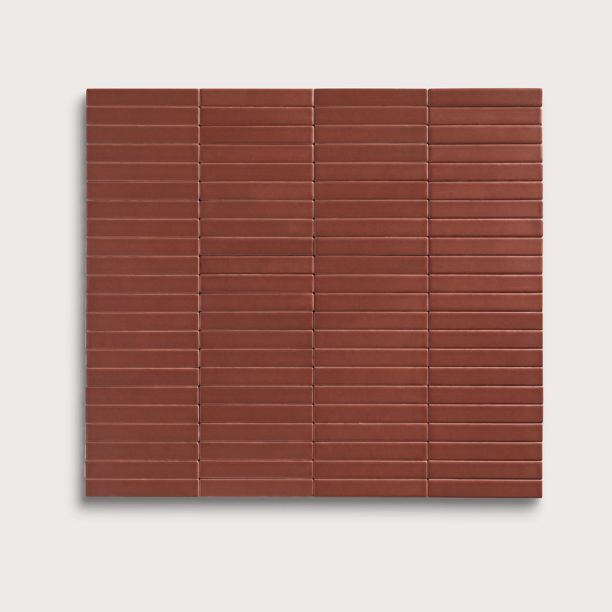Spice ceramic tile, 1 by 6 inch stacked mosaic, matte finish