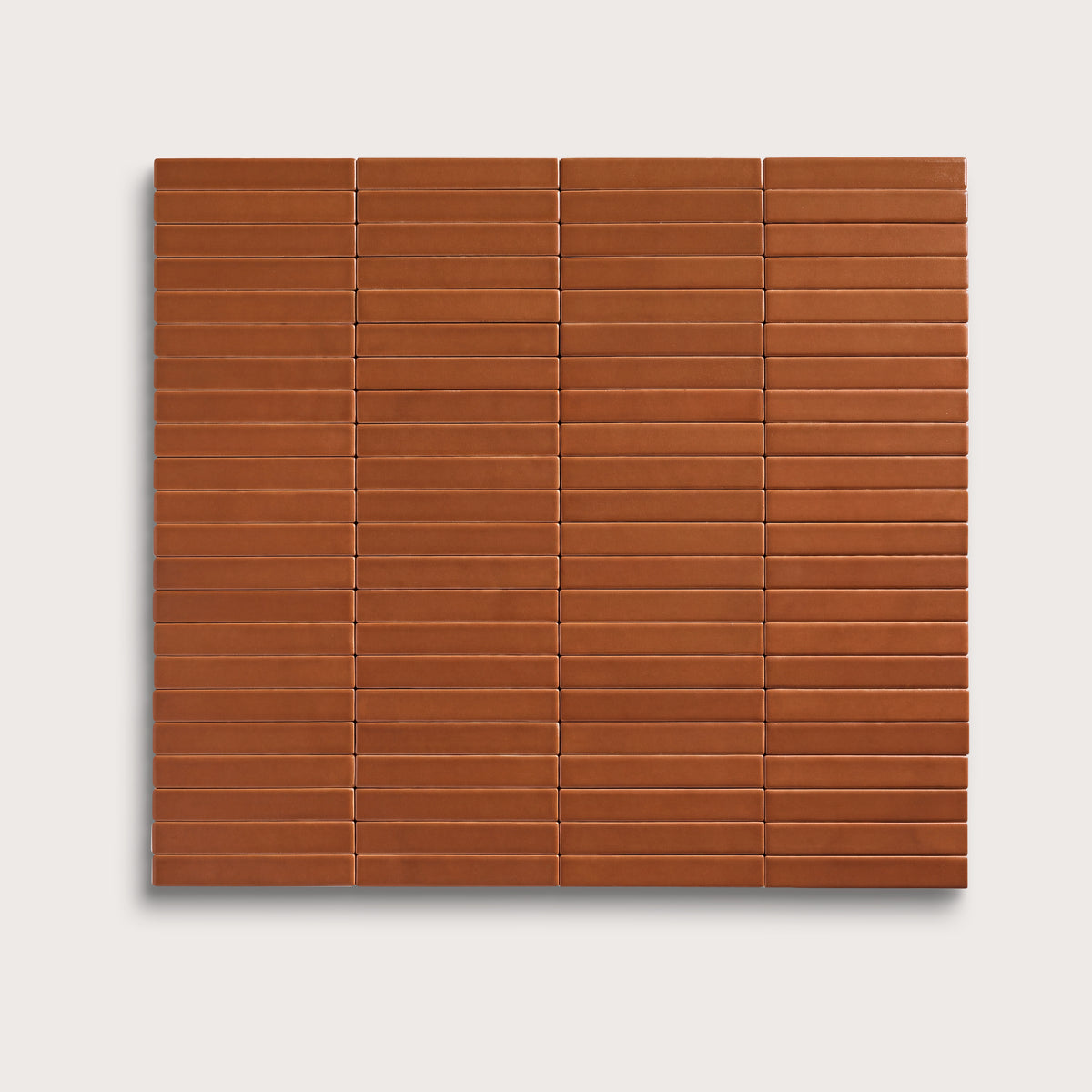 Saddle ceramic tile, 1 by 6 inch stacked mosaic, matte finish