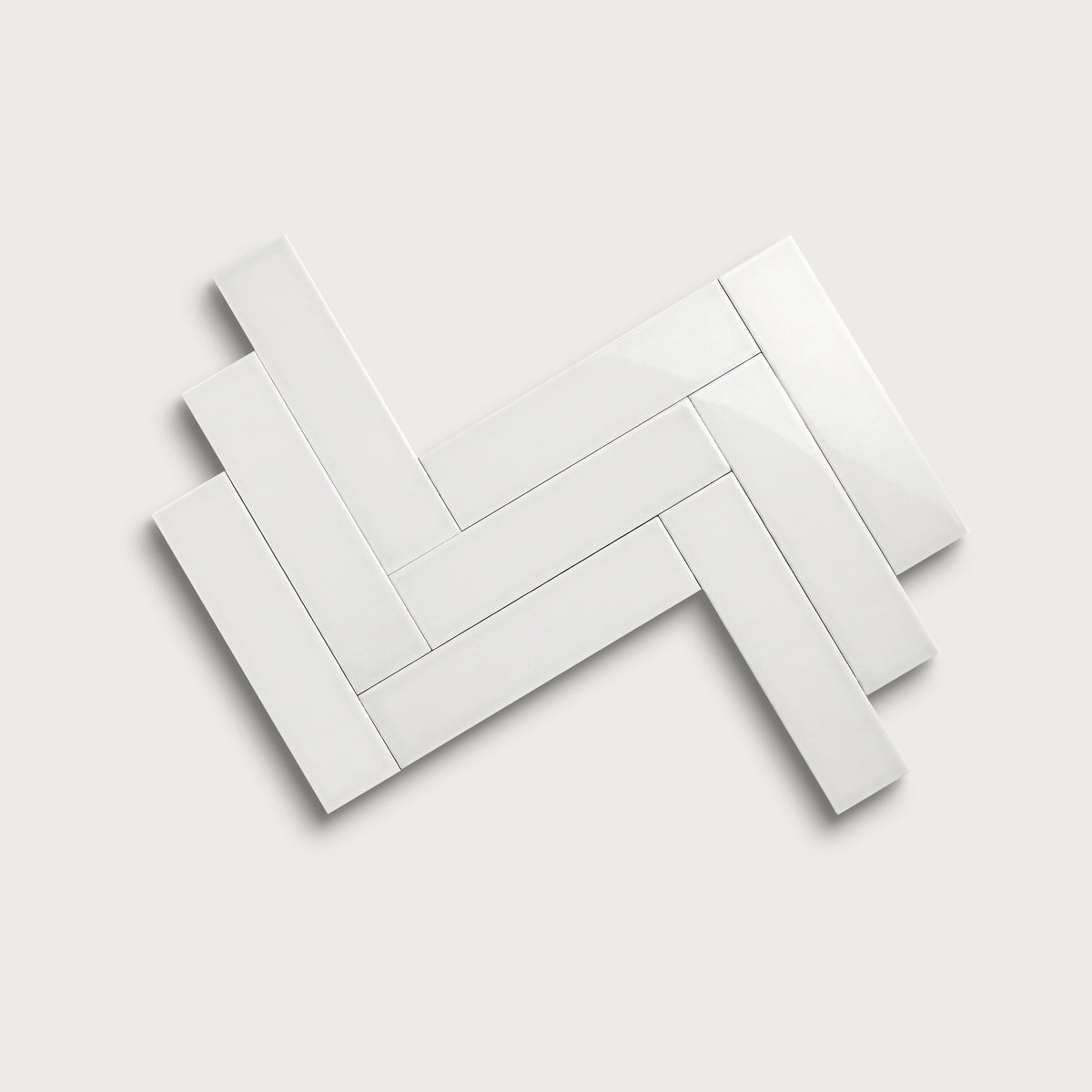 White ceramic tile, 3 by 12 inches, gloss finish
