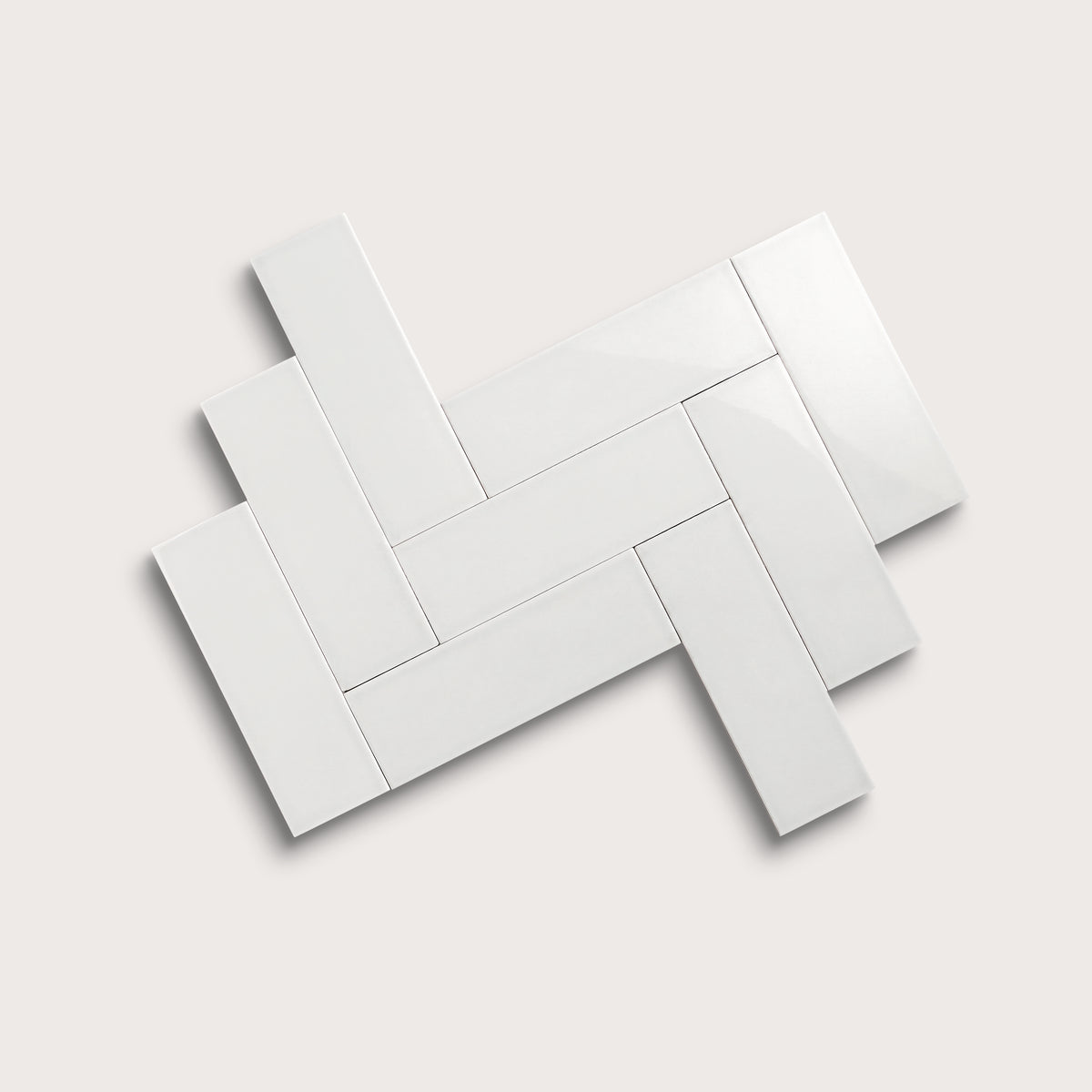 White ceramic tile, 4 by 12 inches, gloss finish