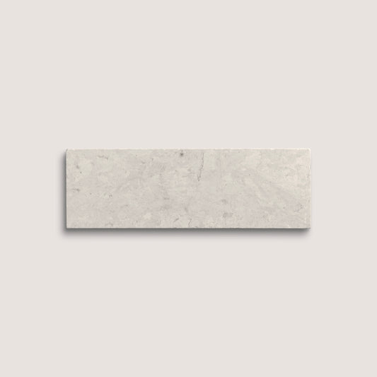 Rectangular gray limestone tile on a light gray background