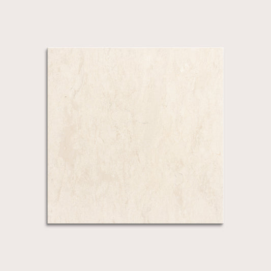 square tile with a beige limestone pattern on a white background