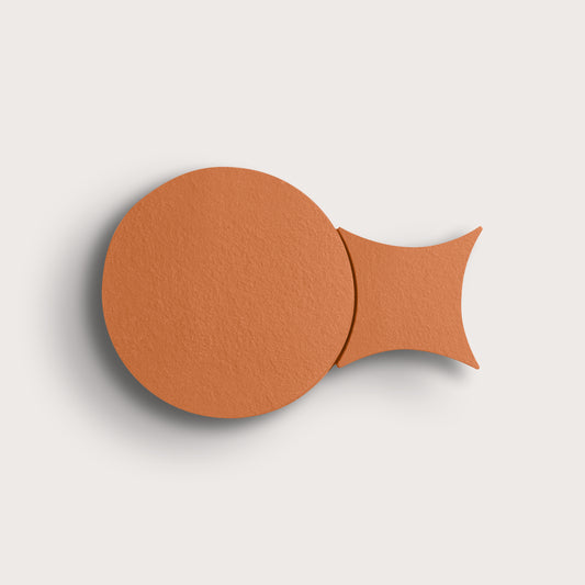 red terracotta pattern tile with a circle
