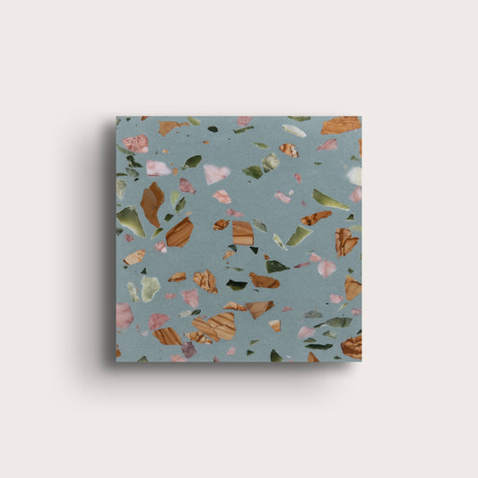 Marzipan 6x6 Terrazzo Tile- Blue Terrazzo-Riad Tile