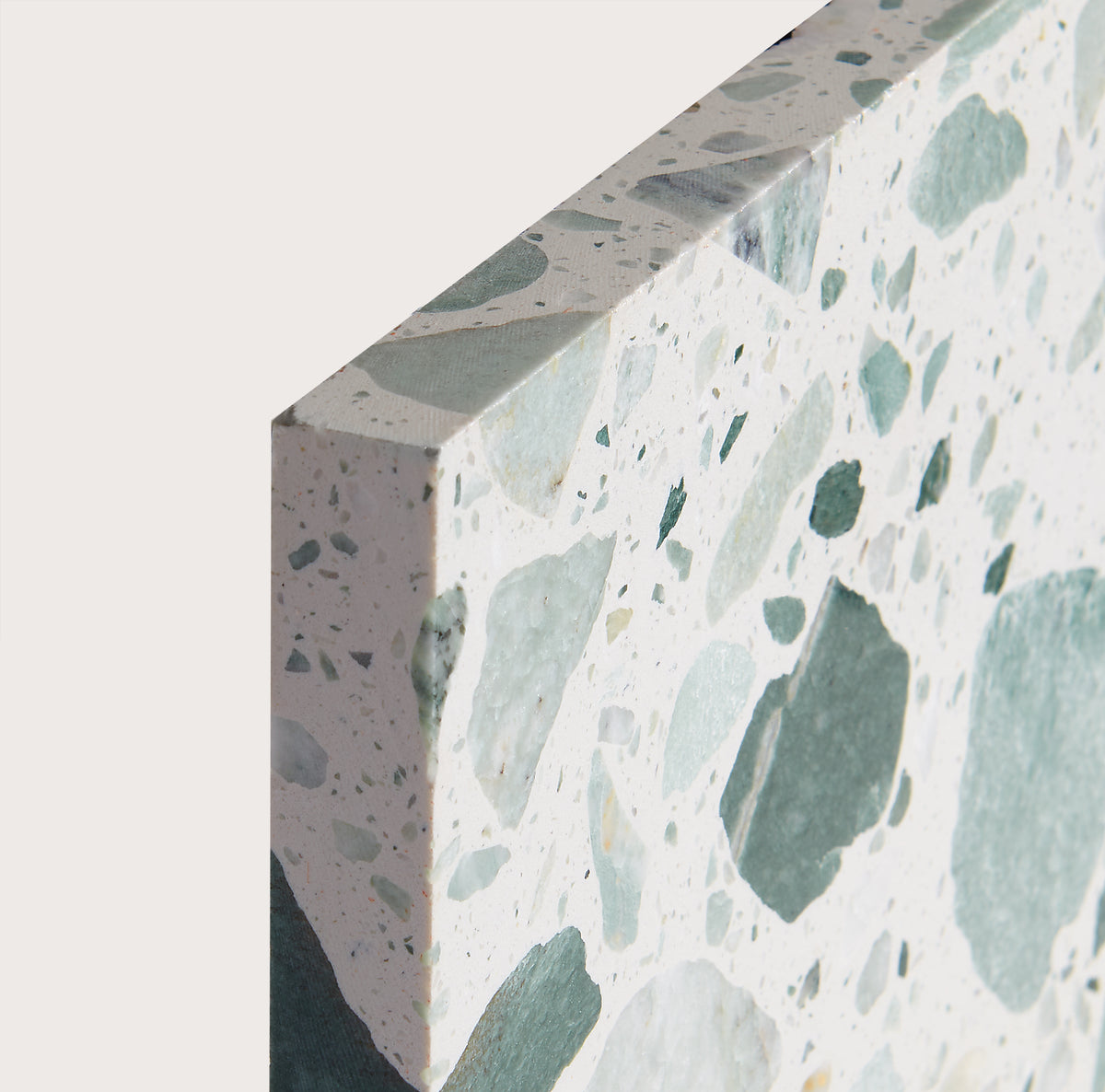 green terrazzo tile corner shot