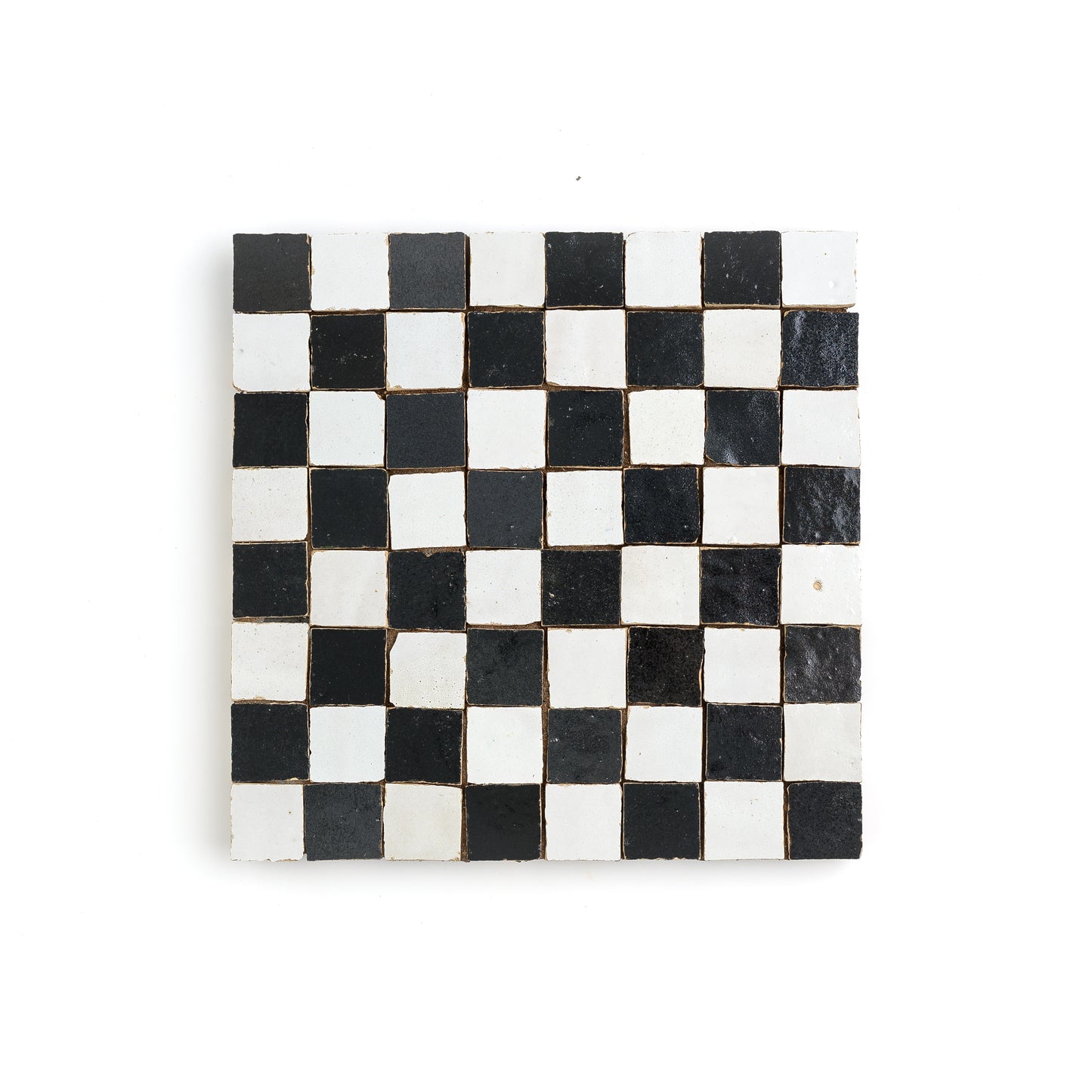Sample: Snow & Black Zellige 1" Checkerboard Mosaic (1 Sample piece)-Sample-Sample-Riad Tile