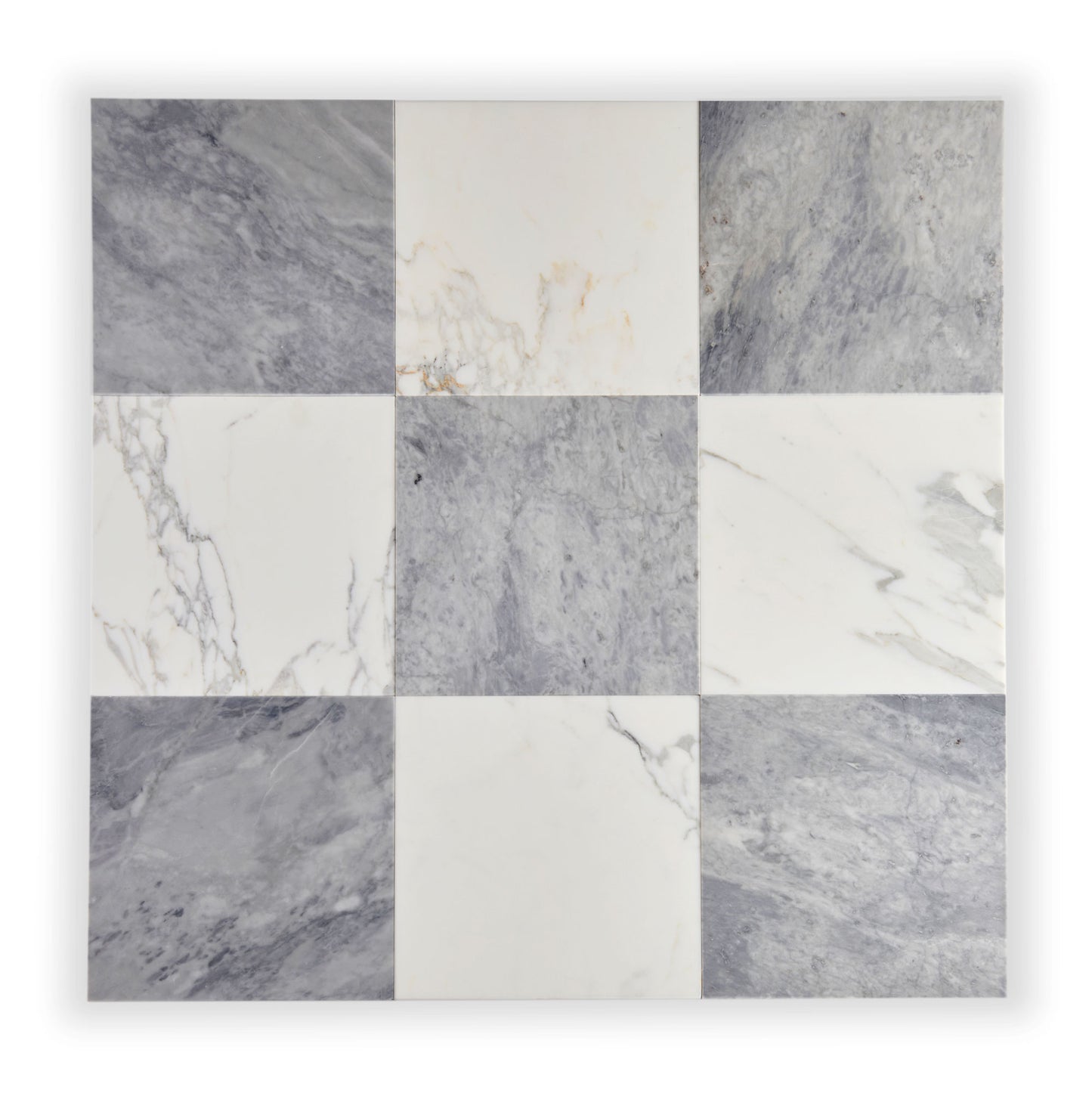 Calacatta Gold & Bardiglio Grey Light 12x12 Marble | Honed – Checkerboard Bundle-Main Inventory-All Products,Checkerboard-Riad Tile