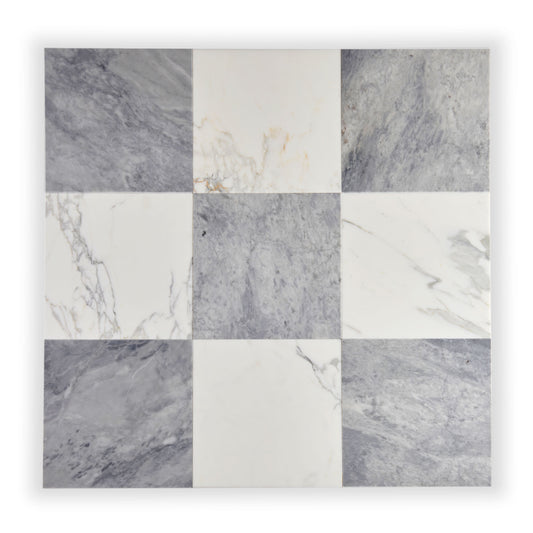 Calacatta Gold & Bardiglio Grey Light 12x12 Marble | Honed – Checkerboard Bundle-Main Inventory-All Products,Checkerboard-Riad Tile