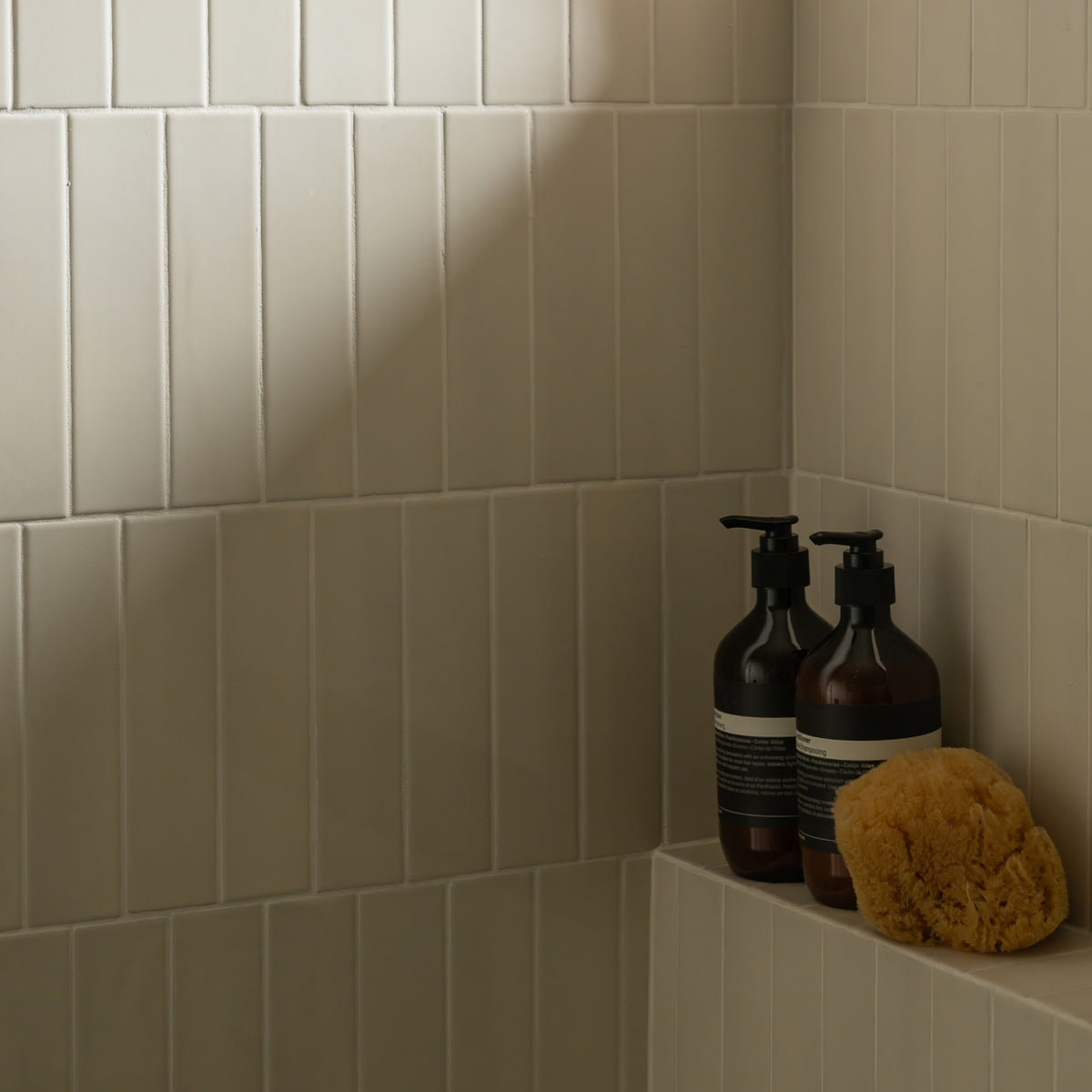 white ceramic tile in shower