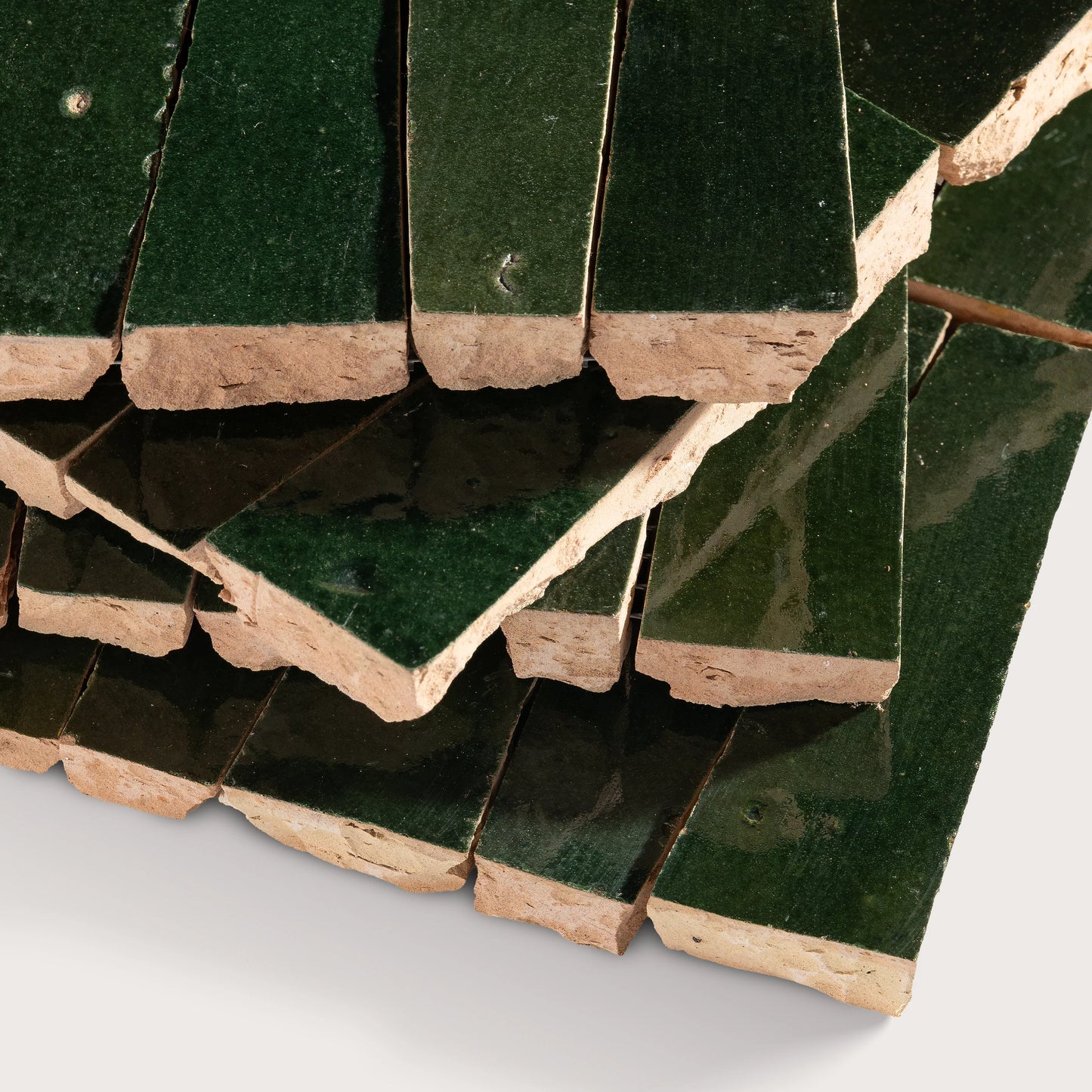 Forest Green 1x4 Trapezoid Mosaic Zellige Tile