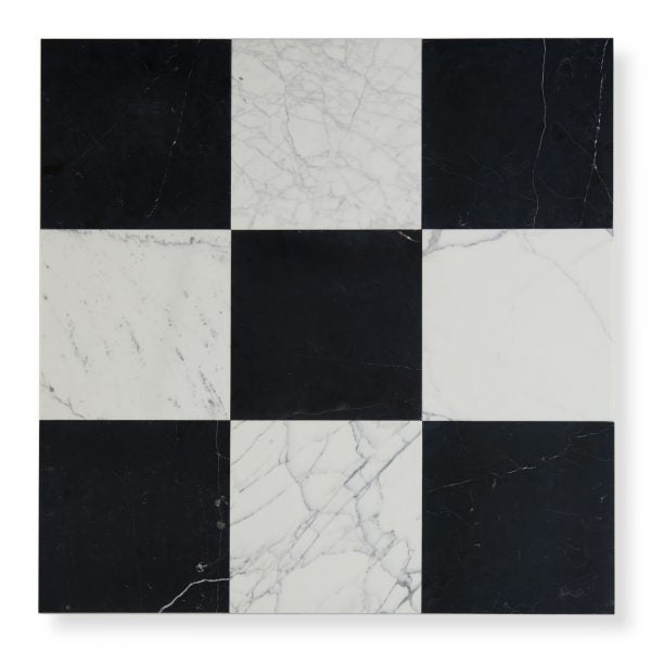 Italian Statuary & Nero Marquina Marble – Honed – 12″x12″ Checkerboard