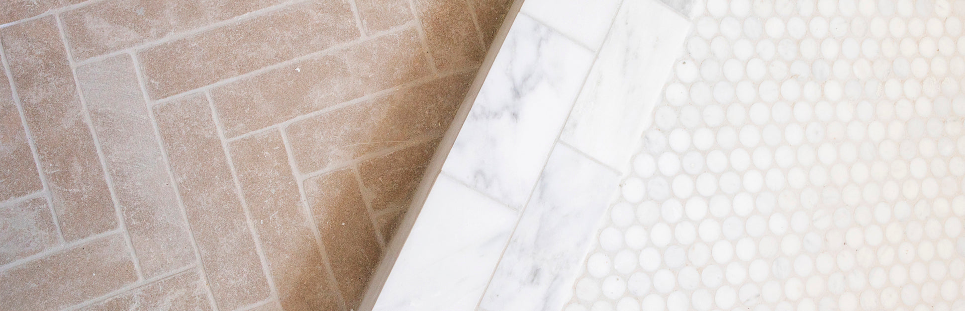 Close-up of bathroom tile flooring with matte finish