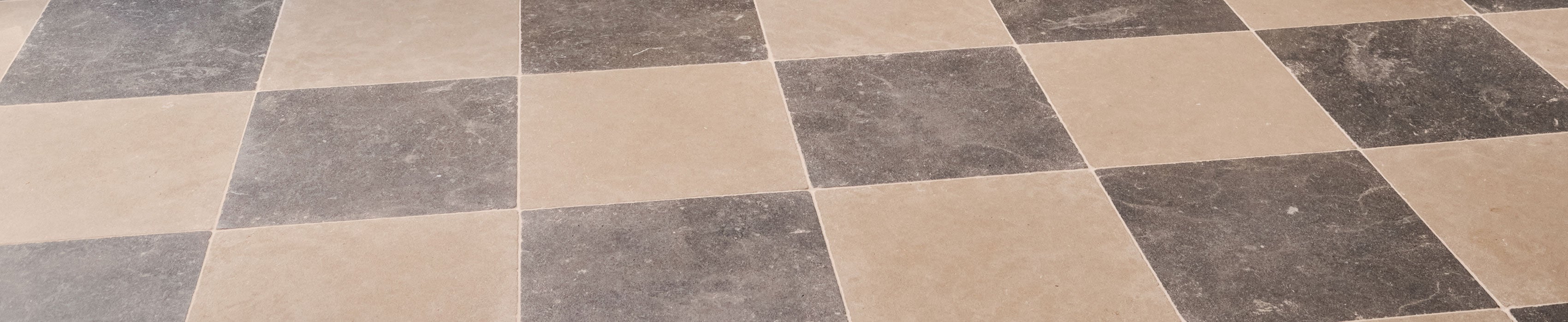 grey square limestone checkerboard flooring