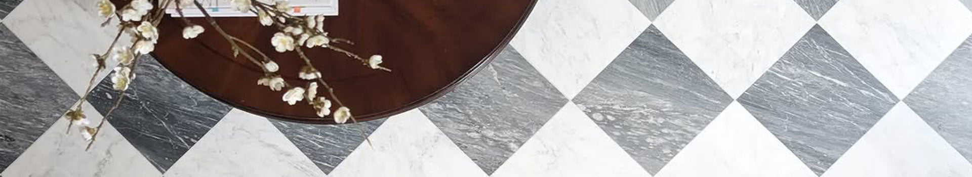 Bardiglio Grey Marble Checkerboard flooring