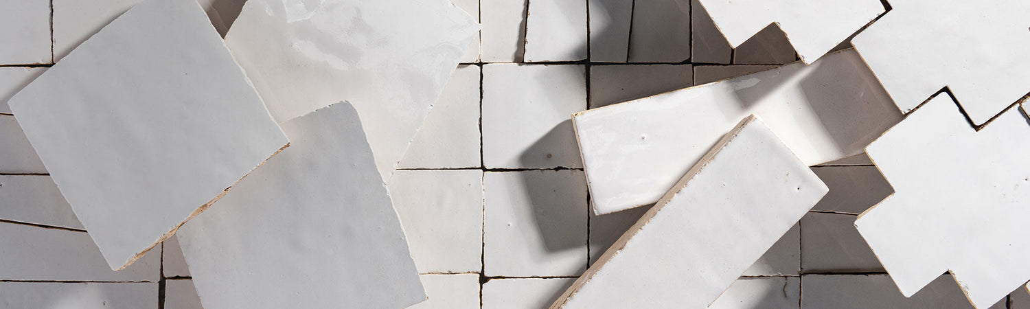 bright white zellige tile collage
