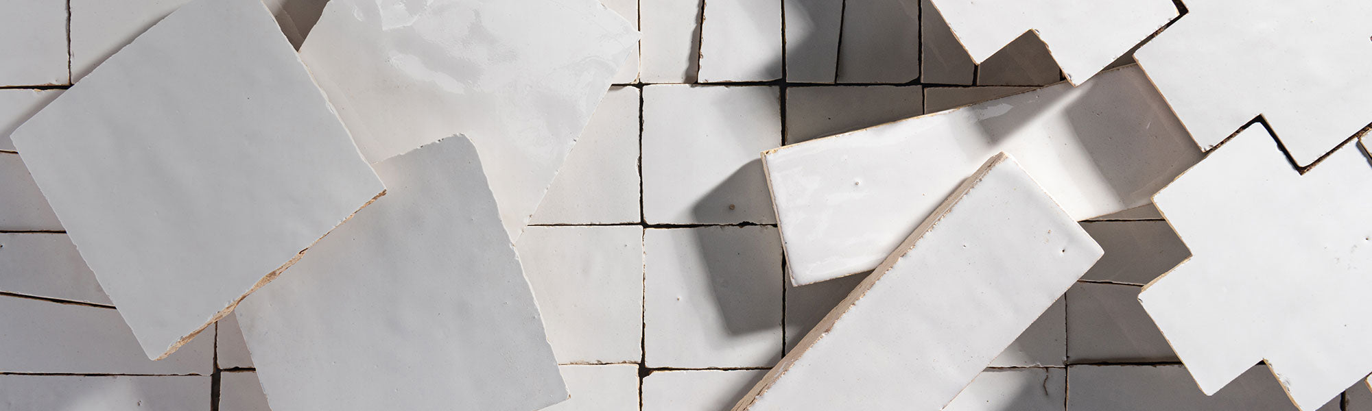 bright white zellige tile collage