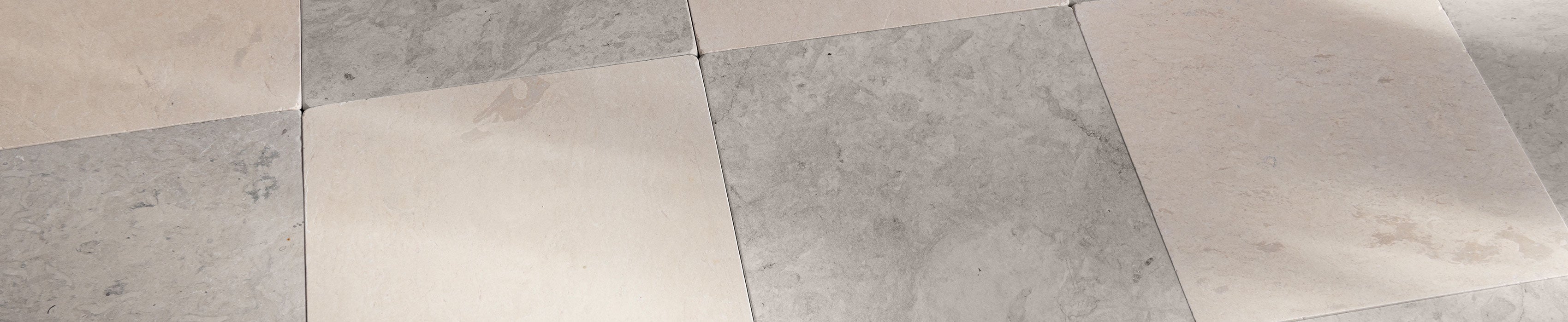 grey limestone checkerboard flooring