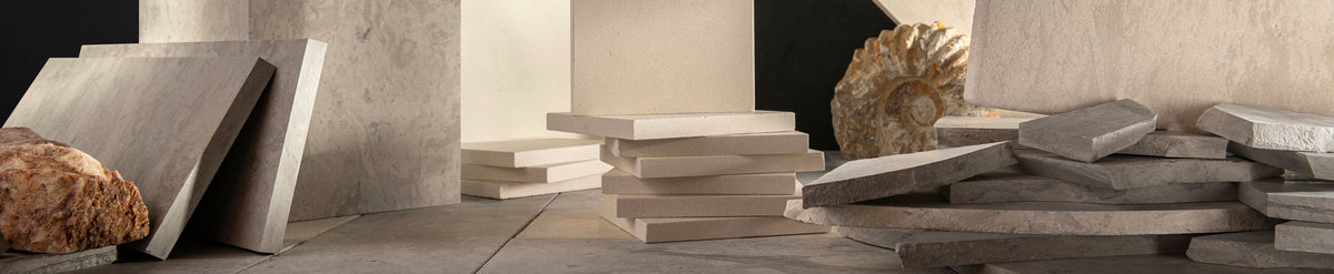 light tan limestone stacked