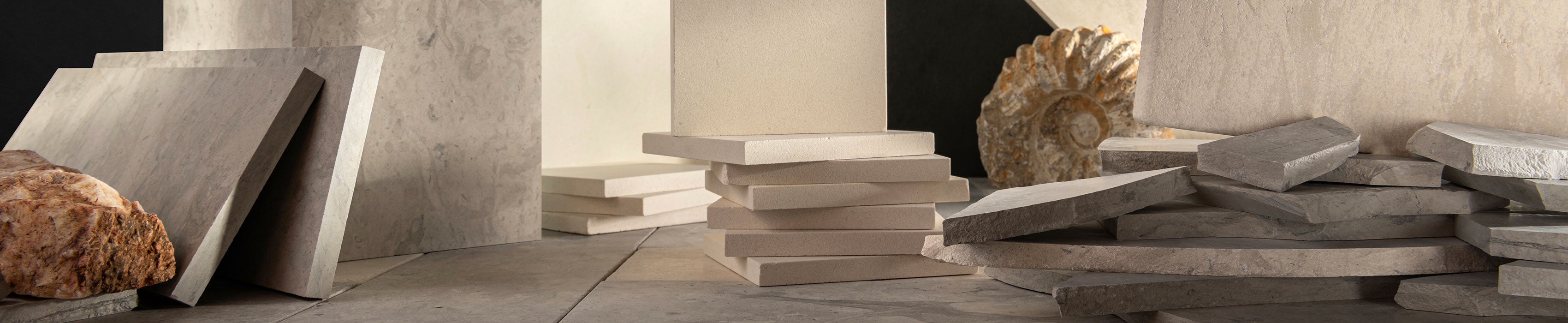 light tan limestone stacked