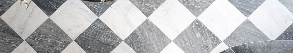 Checkerboard marble tile installed on the floor