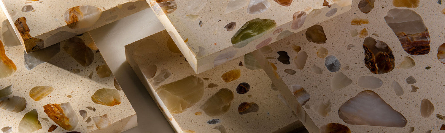 beige terrazzo tile
