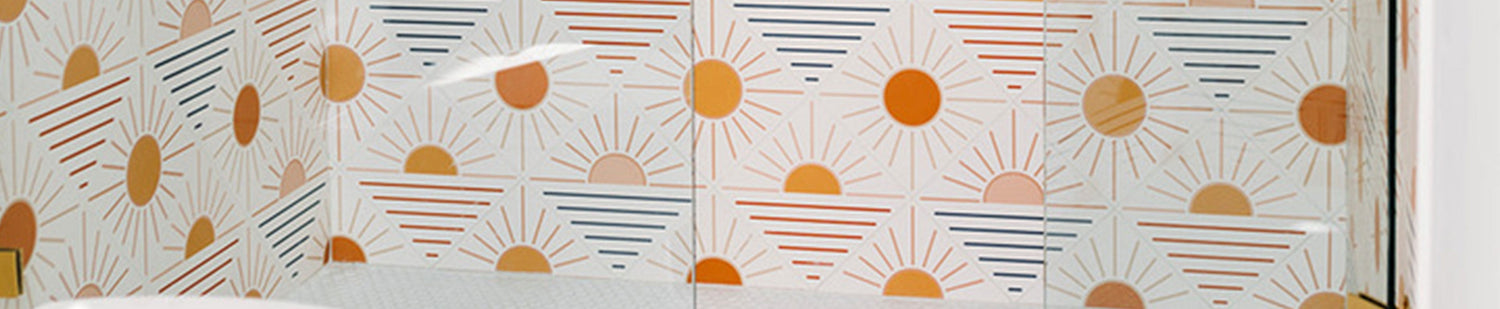 yellow and blue pattern ceramic tile in shower
