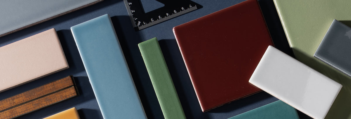 multi colored ceramic tile in a styled flat lay