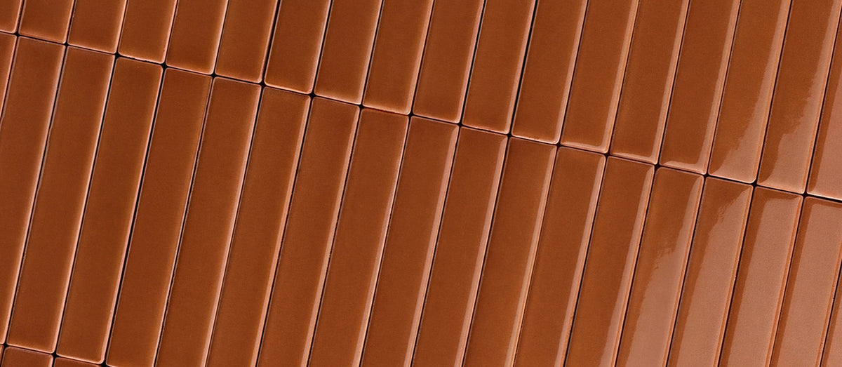 orange skinny rectangle ceramic tile
