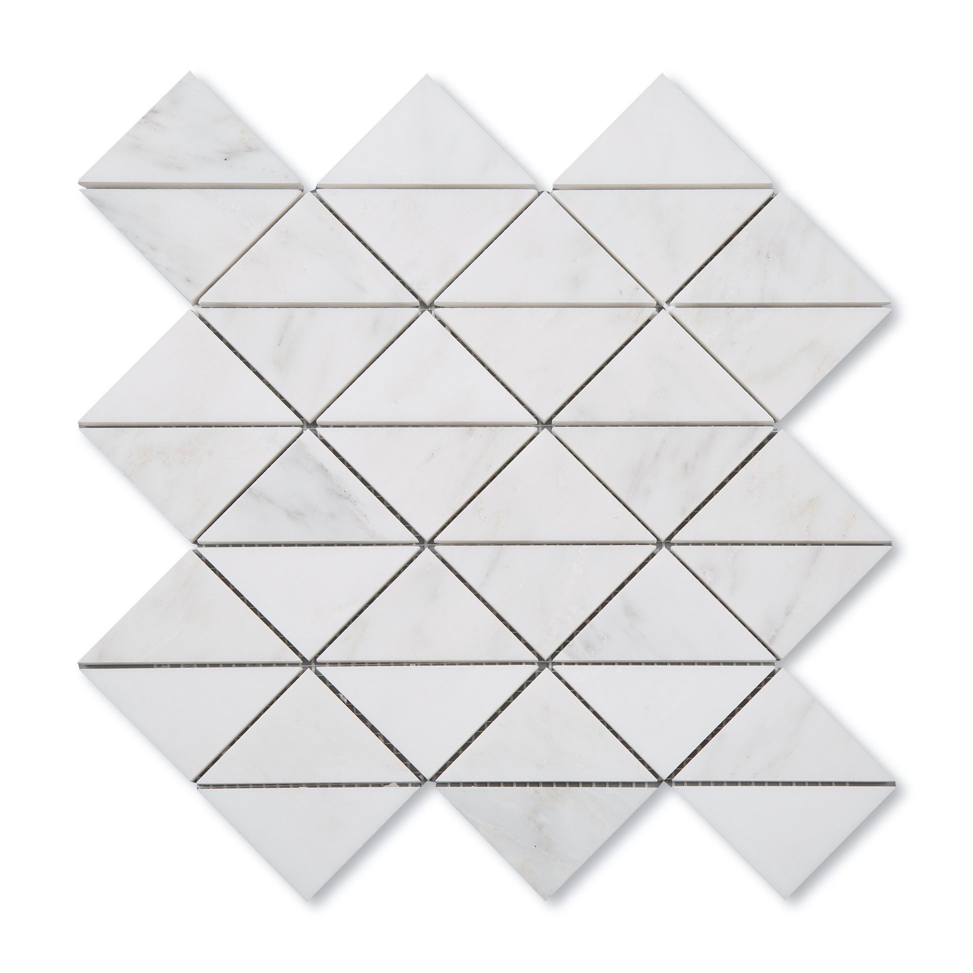 Sample: Casablanca Carrara Triangle Mosaic Marble Tile | Honed-Sample-Sample-Riad Tile