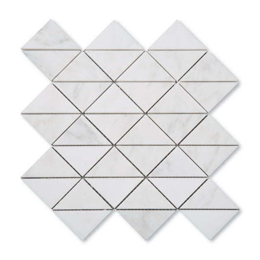 Sample: Casablanca Carrara Triangle Mosaic Marble Tile | Honed-Sample-Sample-Riad Tile