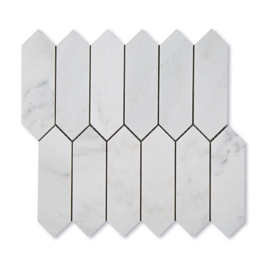 Sample: Casablanca Carrara Pickett Mosaic Marble Tile | Honed-Sample-Sample-Riad Tile