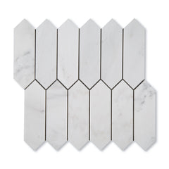 Casablanca Carrara Pickett Mosaic Marble Tile | Honed