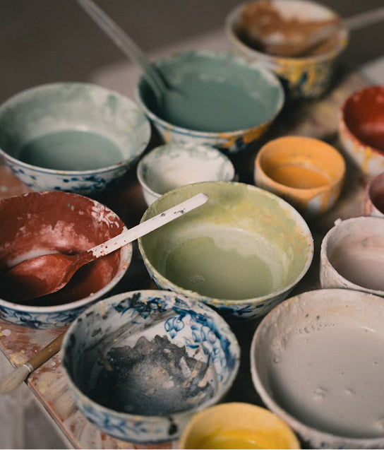 paint in bowls for tile