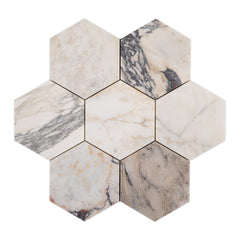 Calacatta Viola 5 Inch Hexagon Mosaic Marble Tile | Honed