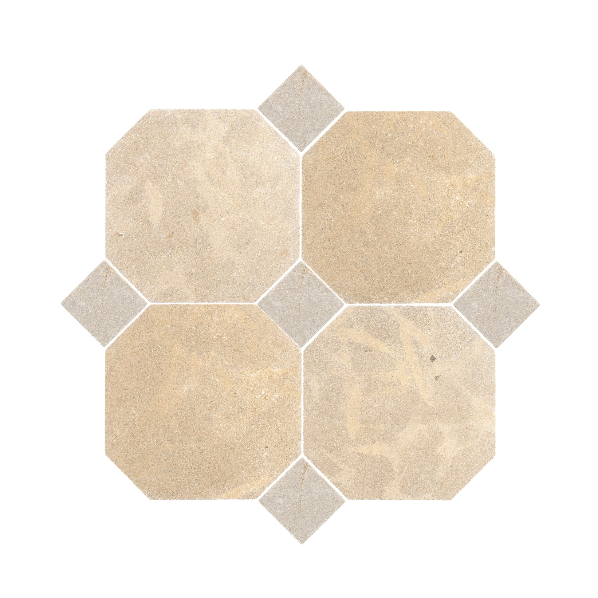 QA | Octagon Azru Sand 12x12 & Azru Sand 4x4 Tumbled & Honed Moroccan Limestone - Checkerboard Bundle-Main Inventory-All Products,Checkerboard,Natural Stone,Octagon,QA-Riad Tile