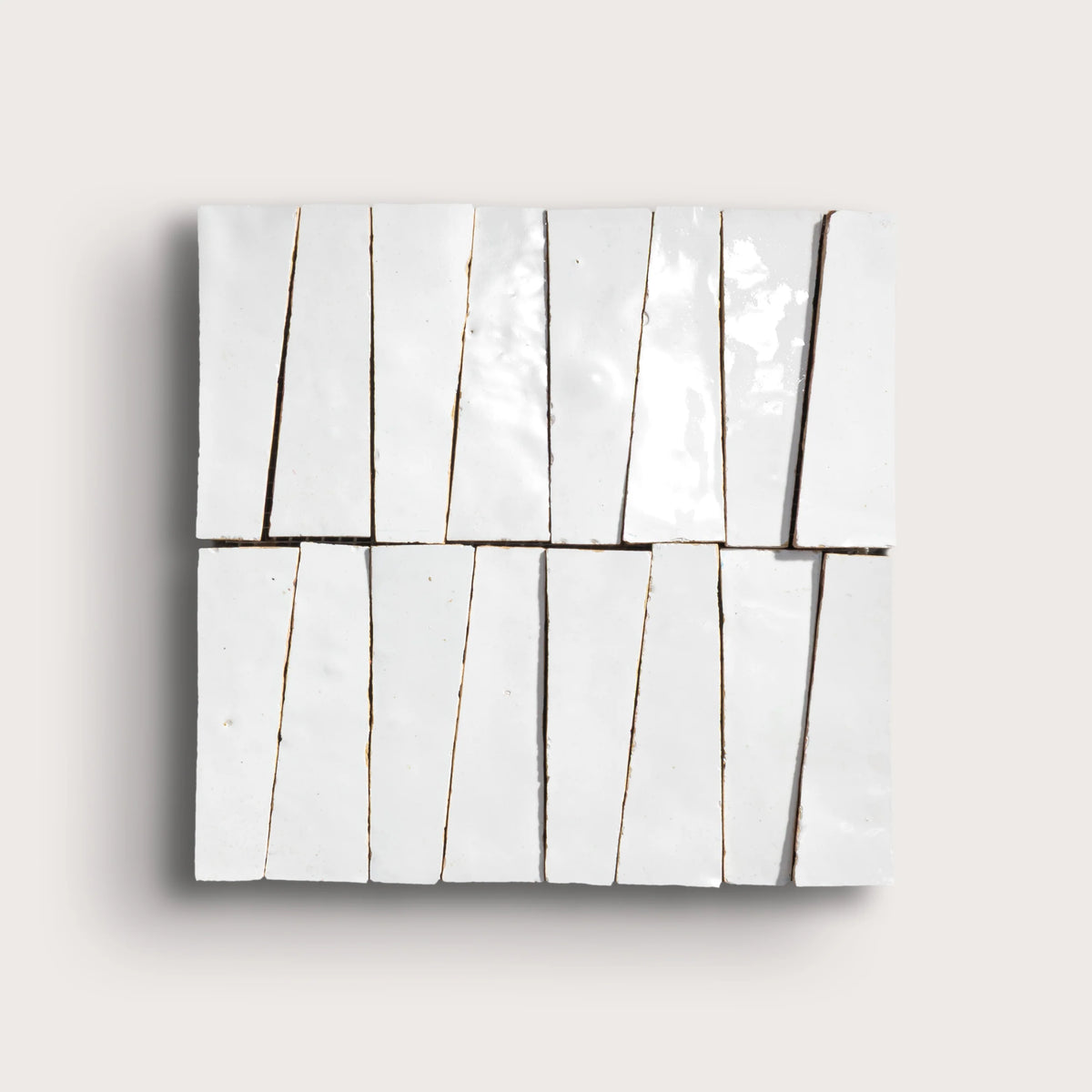 Bright White 1x4 Trapezoid Mosaic Zellige Tile | Riad Tile Bright White 1x4 Trapezoid Mosaic Zellige Tile | Riad Tile