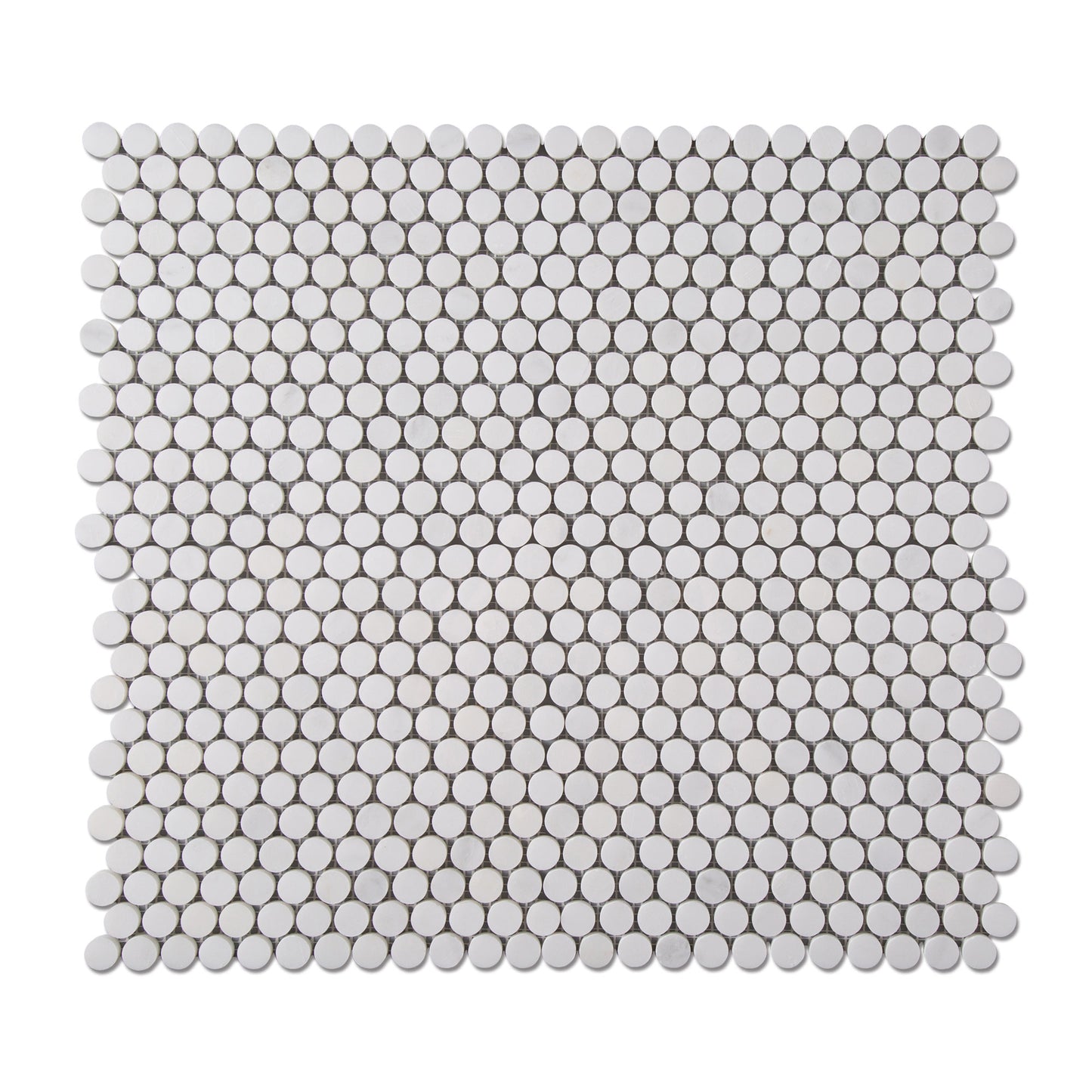Sample: Casablanca Carrara 1 Inch Penny Round Mosaic Marble Tile | Honed-Sample-Sample-Riad Tile