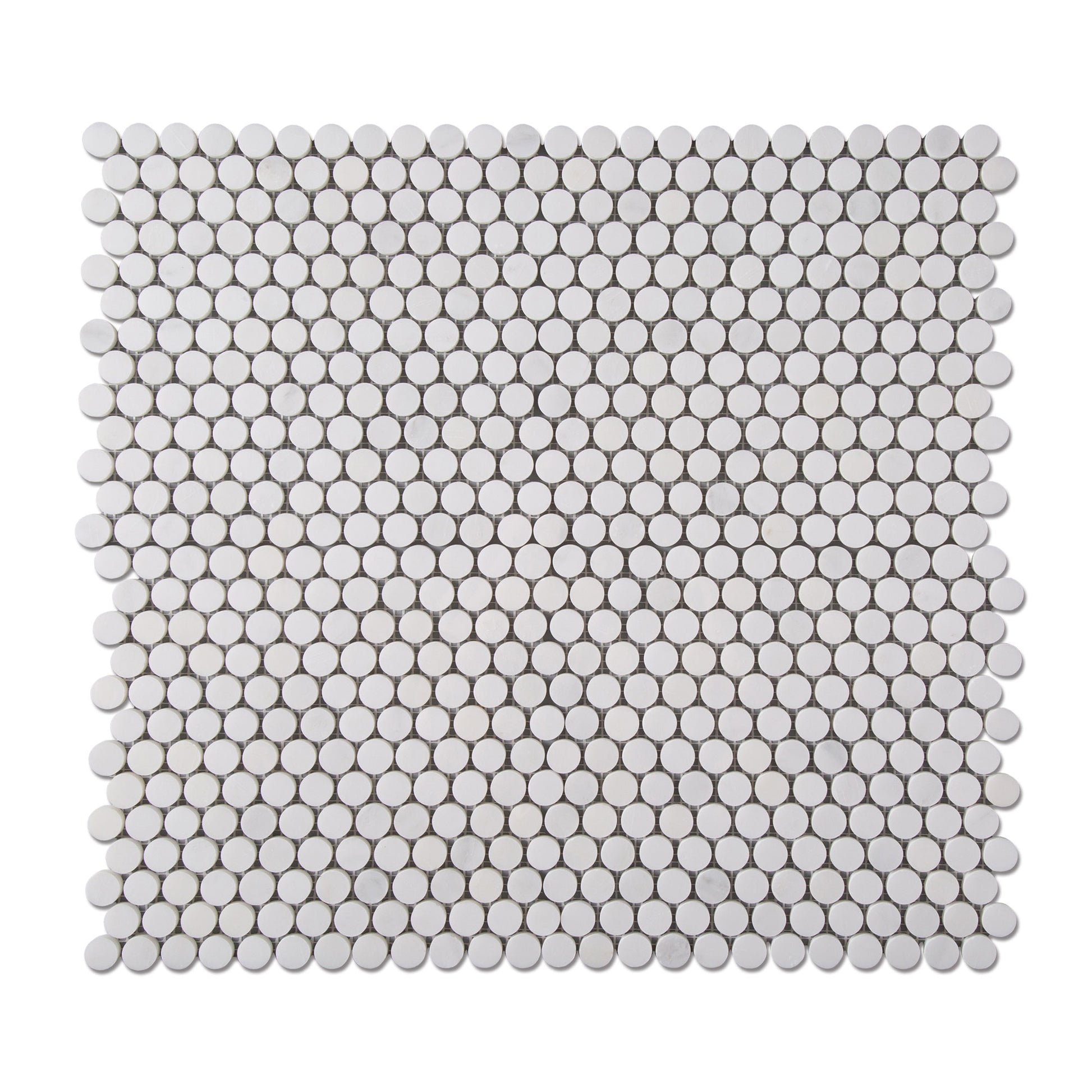 Sample: Casablanca Carrara 1 Inch Penny Round Mosaic Marble Tile | Honed-Sample-Sample-Riad Tile