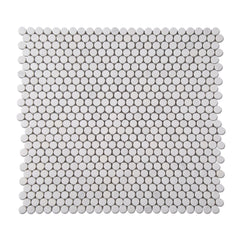 Casablanca Carrara 1 Inch Penny Round Mosaic Marble Tile | Honed