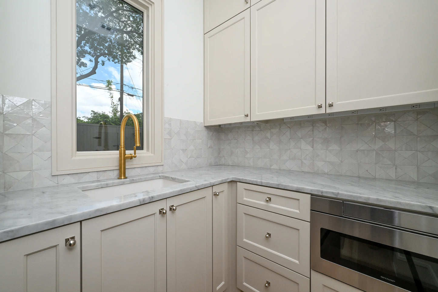 Snow White Triangle Mosaic Zellige Tile