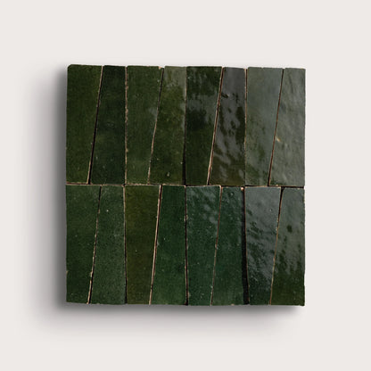 Forest Green 1x4 Trapezoid Mosaic Zellige Tile