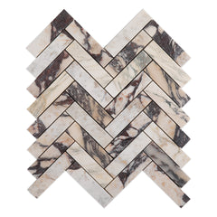 Calacatta Viola 1x4 Herringbone Mosaic Marble Tile | Honed