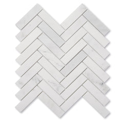 Casablanca Carrara 1x4 Herringbone Mosaic Marble Tile | Honed