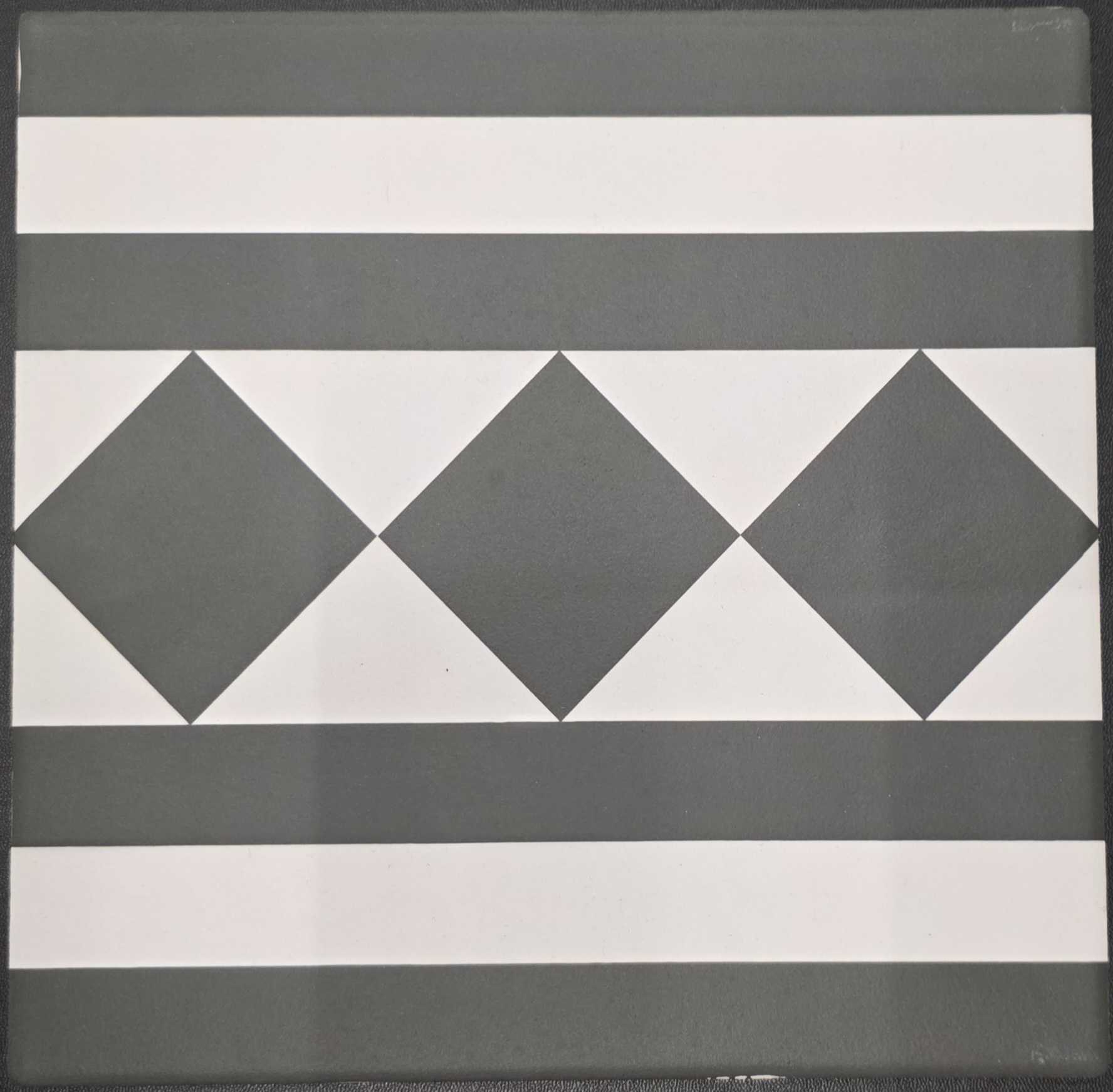 Custom Ceramic Black & White Mosaic Tile with Border 8x8-Main Inventory-Riad Tile