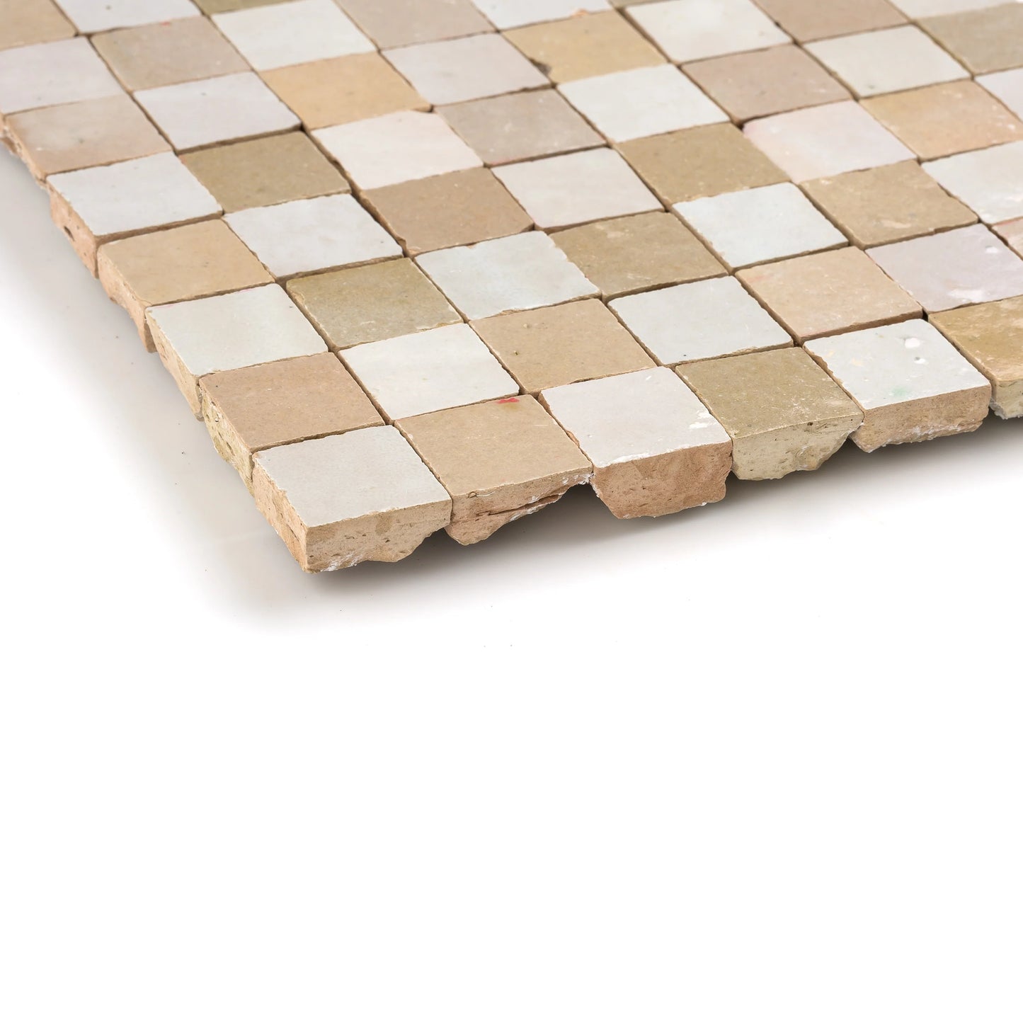Natural White & Glazed Clay Zellige 1" Checkerboard Mosaic