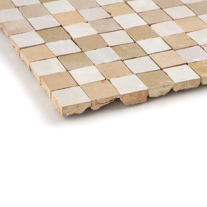 Natural White & Glazed Clay Zellige 1" Checkerboard Mosaic