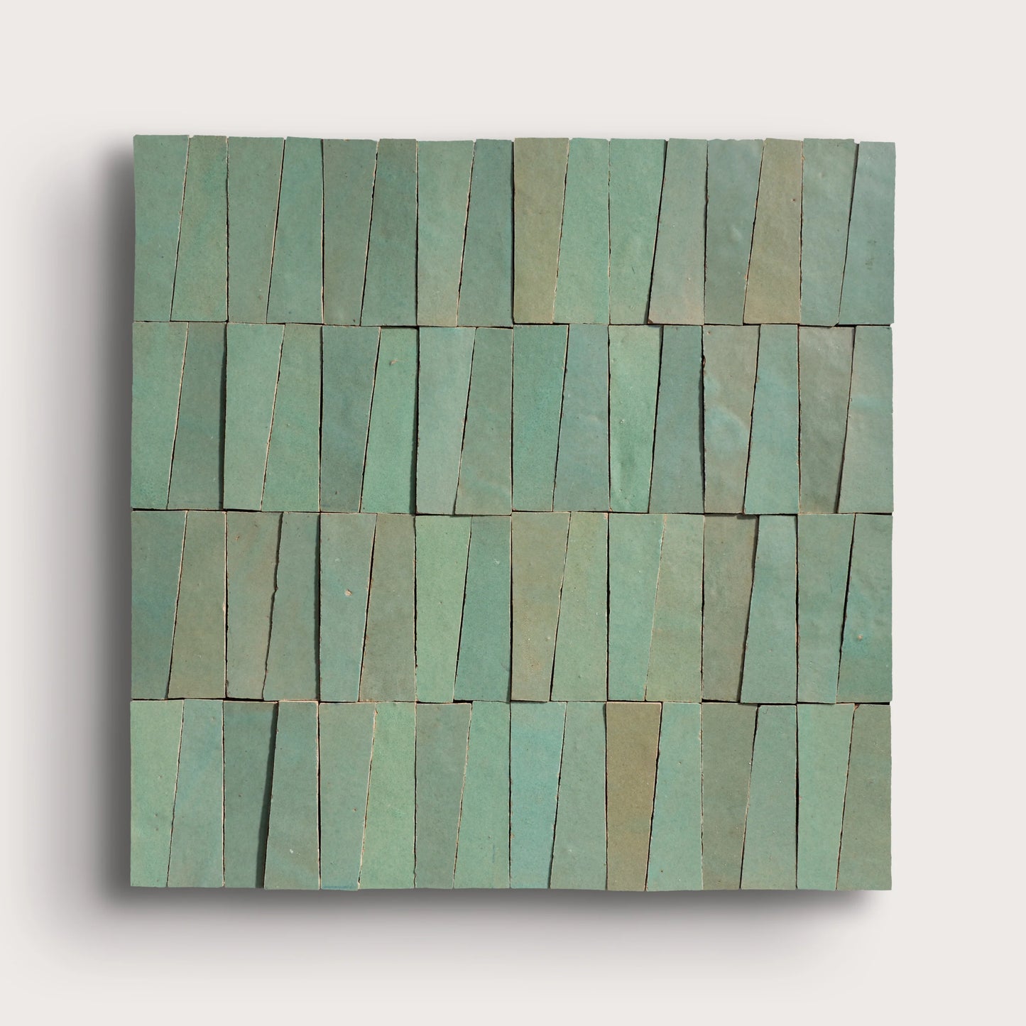 Sea Green 1x4 Trapezoid Mosaic Zellige Tile