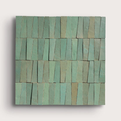 Sea Green 1x4 Trapezoid Mosaic Zellige Tile